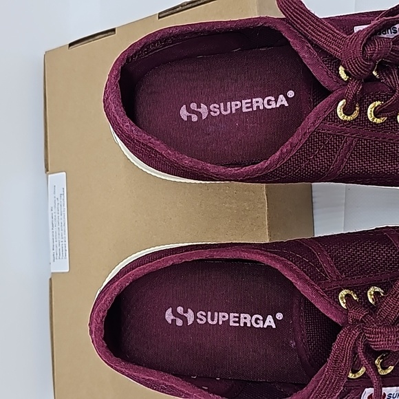 Superga Wine colored Shoes With Gold Colored Accents in Women's Size 8 - Picture 9 of 10
